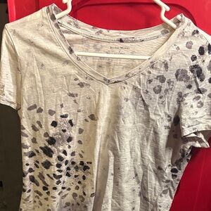 Studio Works Black and Gray Patterned Short Sleeve Top